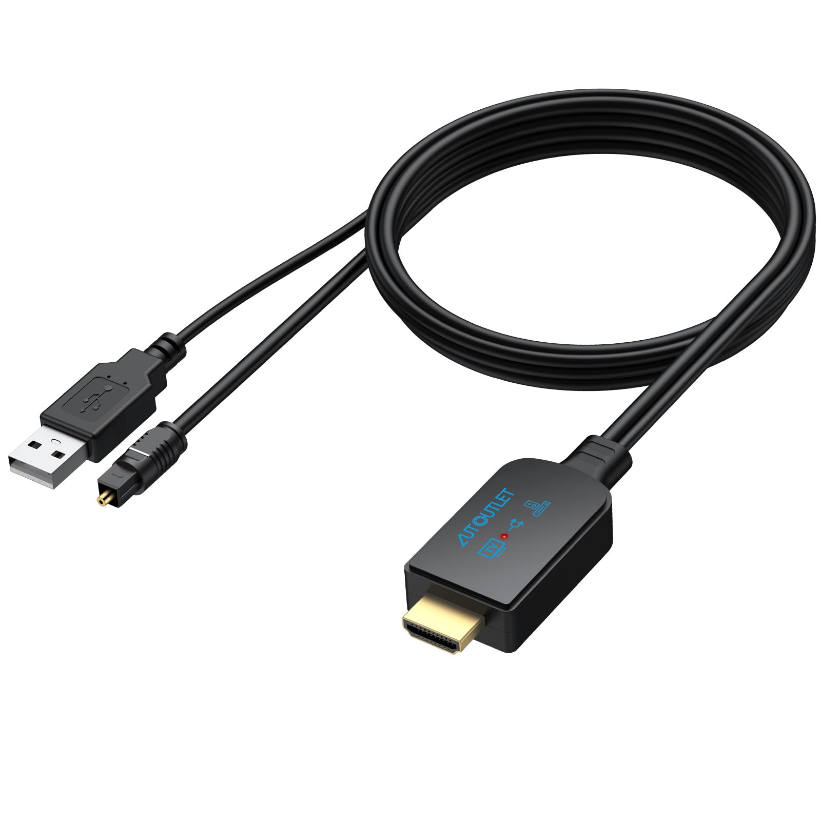AUTOUTLET EARC/ARC Vers Câble Optique Adaptateur HDMI ARC Extracteur Audio EARC Prise En Charge 192 KHz Adaptateur HDMI ARC Vers Audio Optique/extracteur Audio ARC