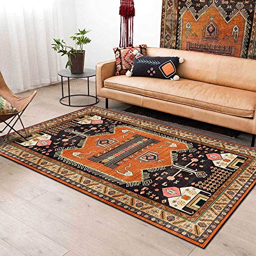 Alfombras De Salon Modernas Alfombra De Pelo Corto Alfombra Lavable Grande para Dormitorio Comedor Habitacion Estilo étnico geométrico marrón Amarillo Negro. 160 x 280 cm