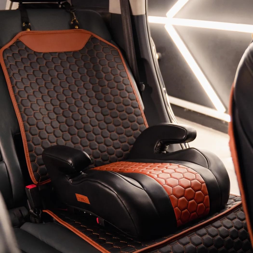 Owleys Backless Booster Car Seat, Black, for Children 4-12 Years, 40-100 lbs, Child Safety Booster