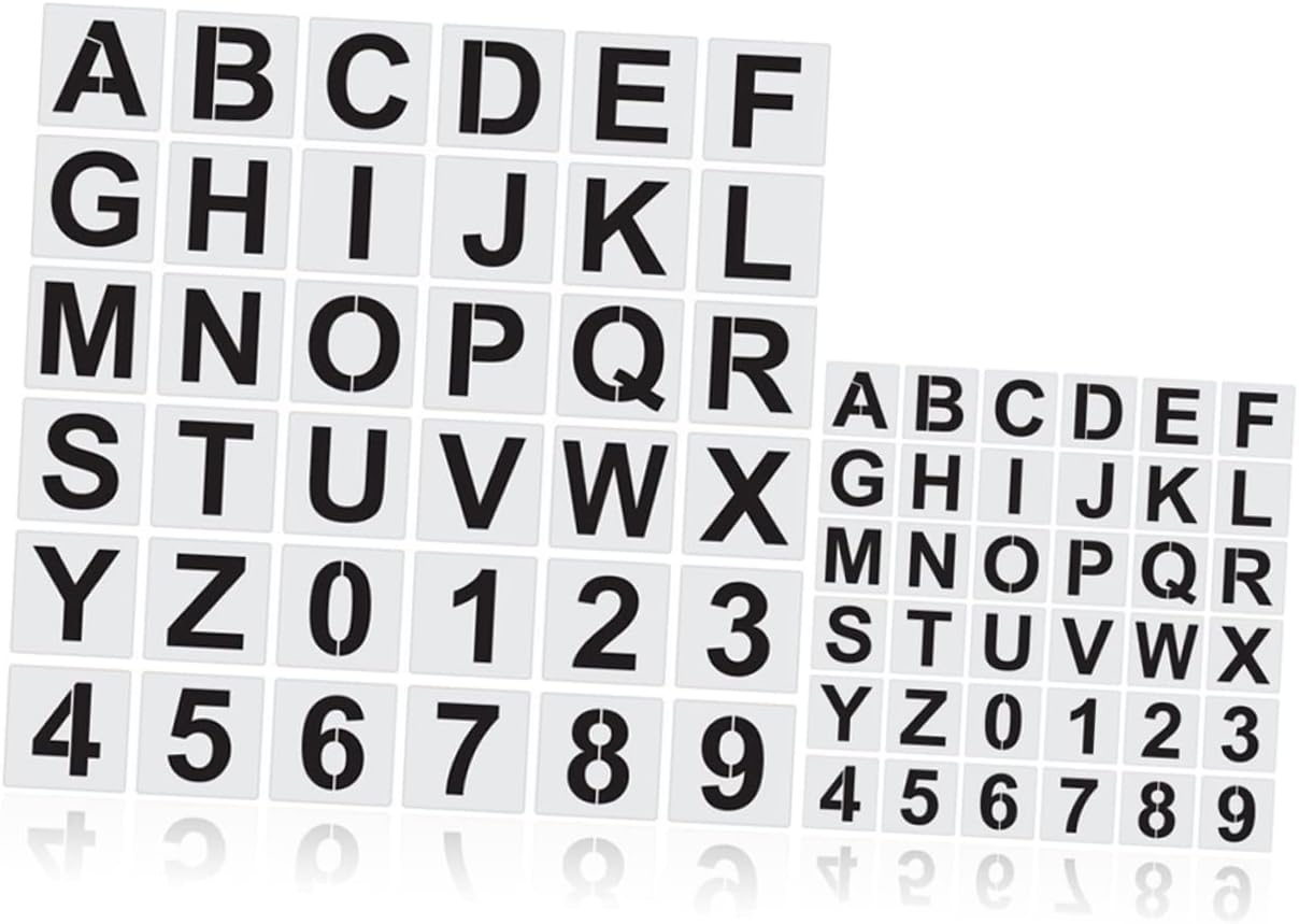 EXCEART 72pcs Reusable Letter Stencils for Art Projects Pet Material Compact Alphabet Templates for Wall Painting Crafts Home Decor School Projects