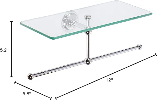 Miniatura 4 de Ginger Bandeja 2636TPC, cromo pulido, estante de vidrio de 12 pulgadas con barra de toalla