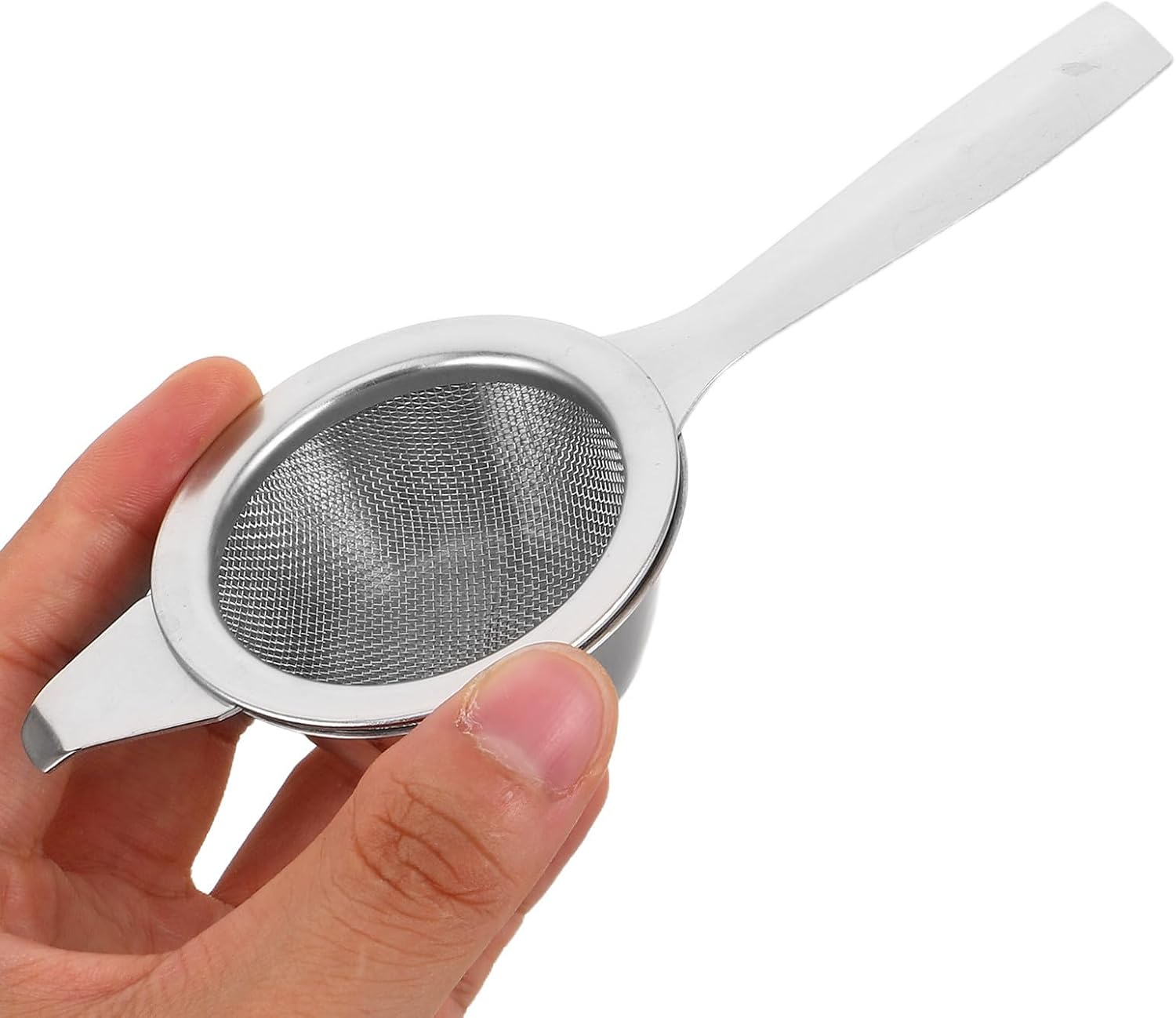 Stainless Steel Tea Strainer with Drip Bowl, Fine Mesh Handheld Infuser for Loose Leaf Tea and Fruit Pulp Filtering, Compact Multi-purpose Design for Professional Bartending
