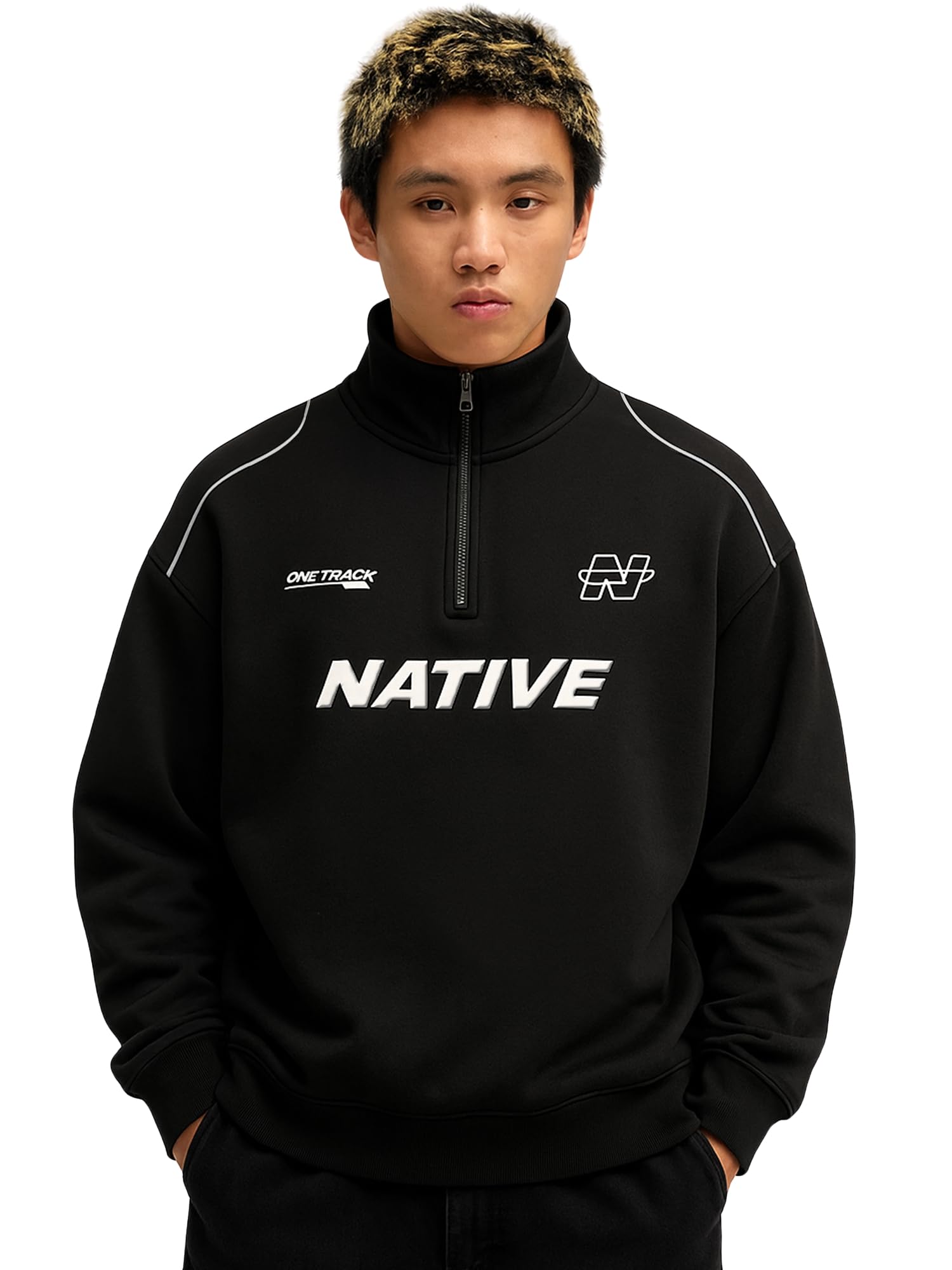 maniac || Mens || Printed || Full Sleeve || Fleece || High Neck || Half Zipper || Sweatshirt-picture-33