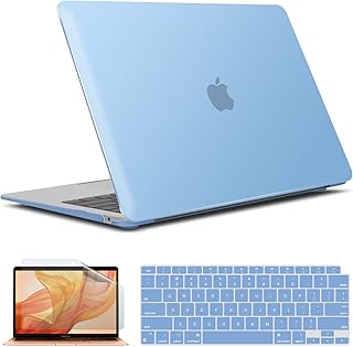 iBenzer Compatible with New MacBook Air 13 inch case 2022 2021 2020 M1 A2337 A2179 A1932, Hard Shell Case&Keyboard Cover&Screen Film for Mac Air 13 with Touch ID, Airy Blue, CA-AT13ARBL+2