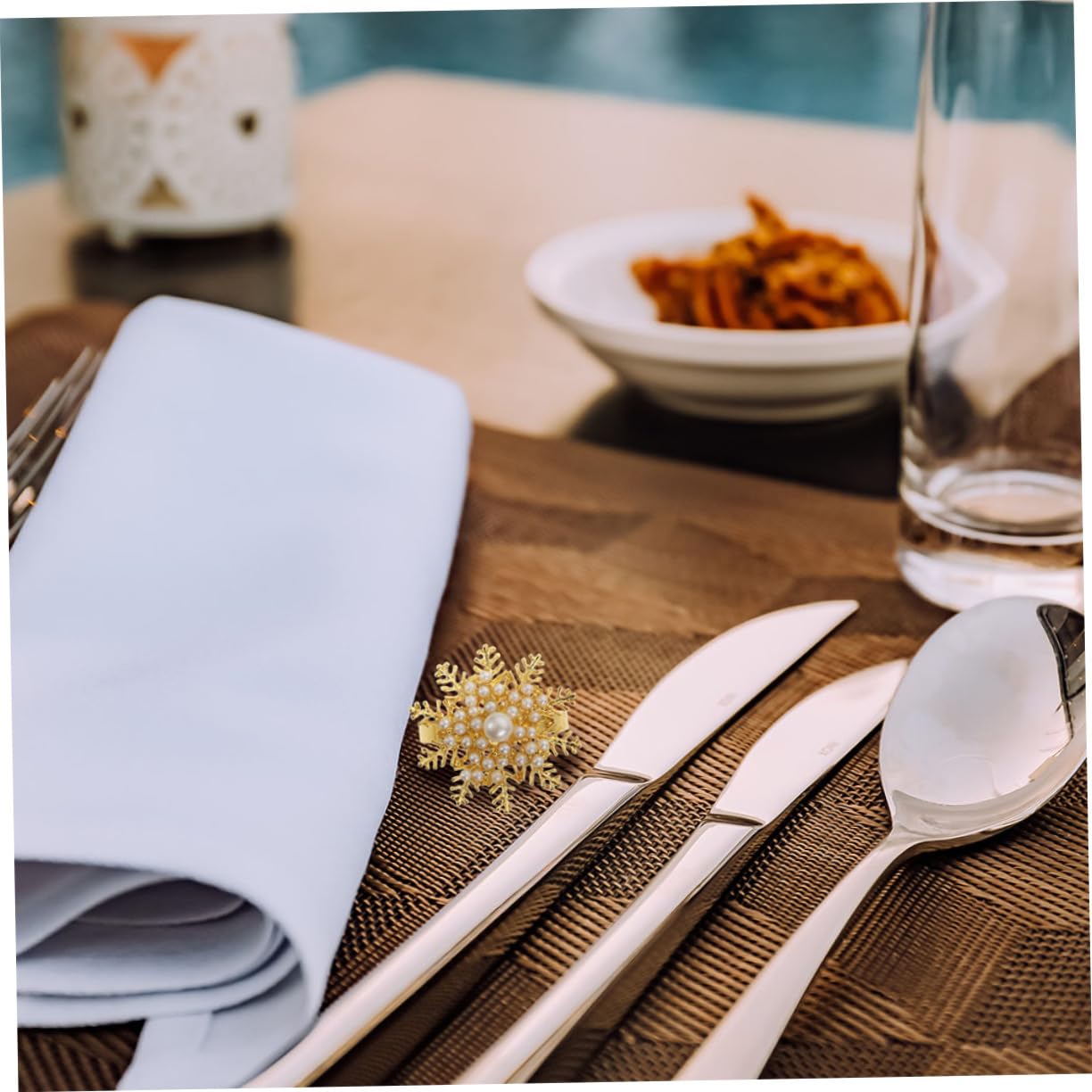 TOPBATHY 2 Set Fibbia Del Tovagliolo Del Fiocco Di Neve Figurina Decorazioni in Oro Titolari Natalizio Natalizie Portatovaglioli Domestici Portatovaglioli Creativi Lega Golden 6 Pezzi * 2