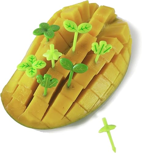 Miniatura 6 de Shinycome 8 piezas de horquilla de frutas palillo de dientes hojas decoración de plástico caja de almuerzo Bento accesorios pequeño tenedor ensalada