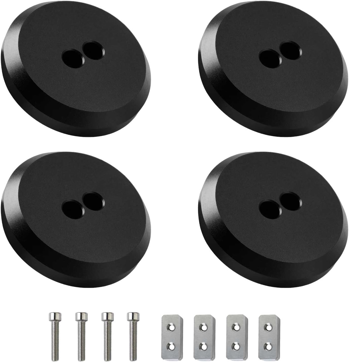 PACEWALKER Corvette Jack Pucks Billet CNC Aluminum Jacking Puck Pad Adapter for 1997-2023 Corvette C5 C6 C7 C8 Z06 Compatible with Porsche 964 993 996 997 911 Red 4 Black