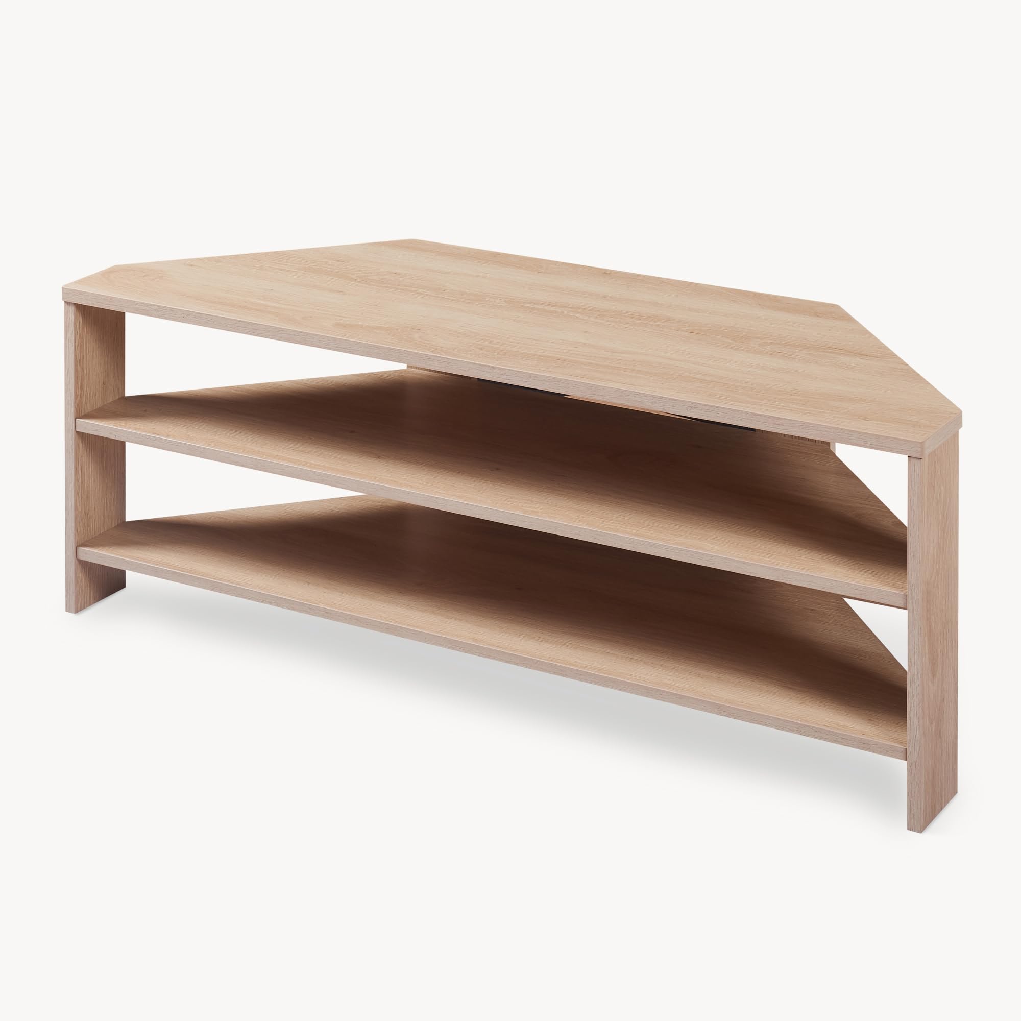[en.casa] Mobile Porta TV con 2 Ripiani Tavolo Basso Aperto Espositore Angolare Stand Multimediale per Soggiorno Studio 110 x 36 x 42 cm - Effetto Rovere