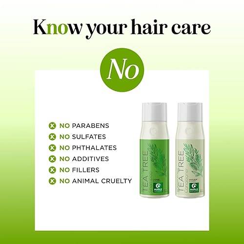 Miniatura 7 de Juego de champú y acondicionador de árbol de té, champú y acondicionador aclarante sin sulfato para el cuidado del cabello graso y el cuero