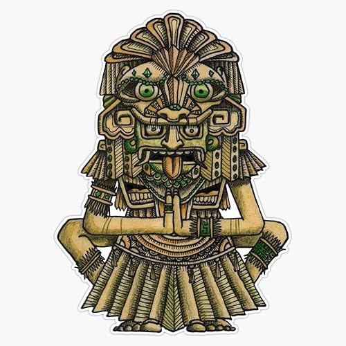 Pegatina de vinilo con tocado de sacerdote maya (color mudo) de 5 pulgadas