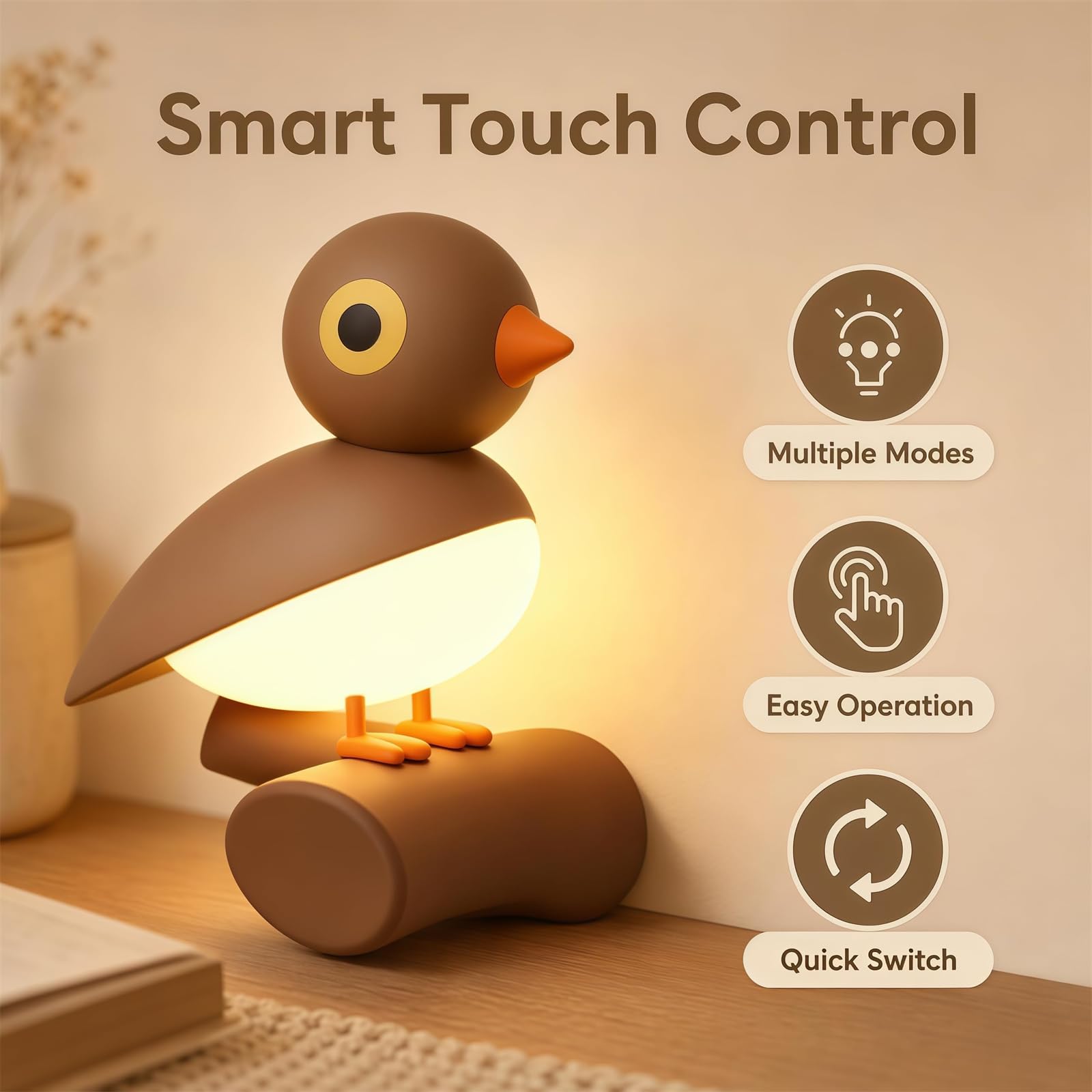 Luce notturna per uccelli con sensore di movimento, lampada LED (A+B) | magnetica con controllo touch, lampada da parete ricaricabile con timer dimmerabile, facile installazione per camera