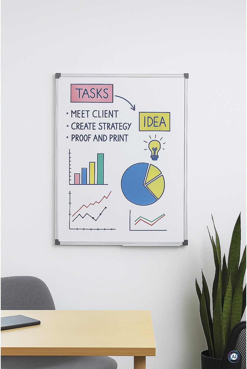 Maul 6451884 Plastic Whiteboard Magnetic Whiteboards (900 mm, 600 mm)