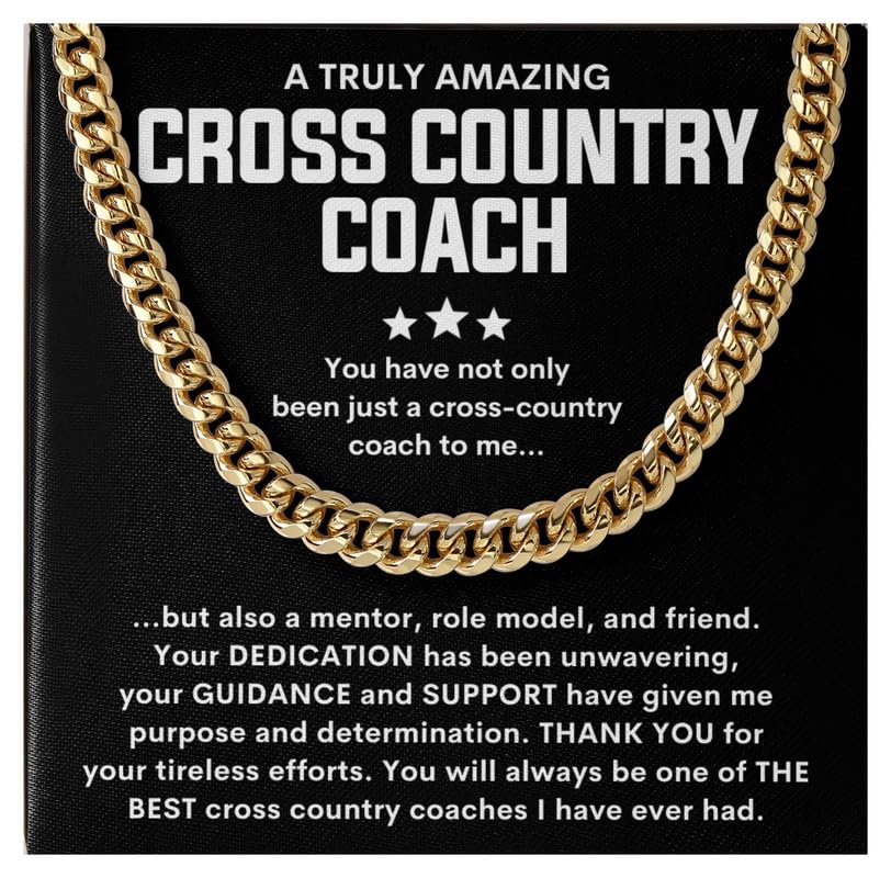 Cross Country Coach Necklace Message Card Box Cuban Chain Gold - You Have Not Only Been Just - Sports Athletic Trainer Appreciation Coach