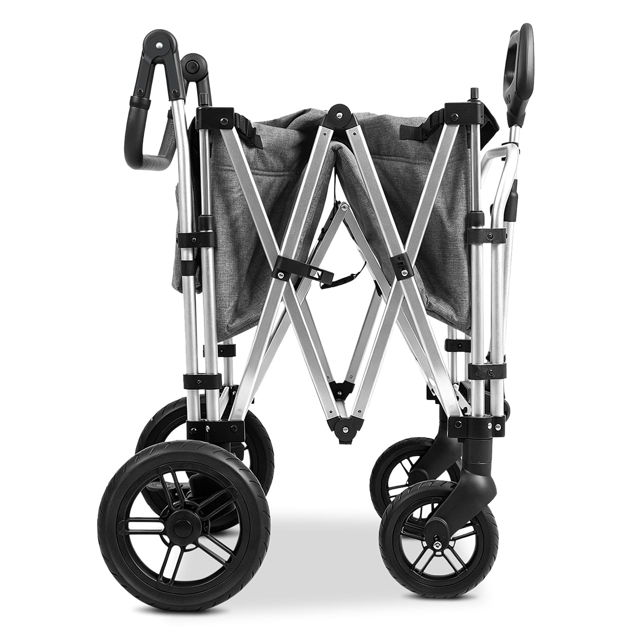 FUXLIFE Bollerwagen FX-CTL900 Premium Grau - Premium faltbar • Kinder Transportwagen mit Sonnendach • gepolsterter Innenraum & 5-Punkt-Gurte • gefederte Räder • klappbarer Handwagen mit Kühltasche