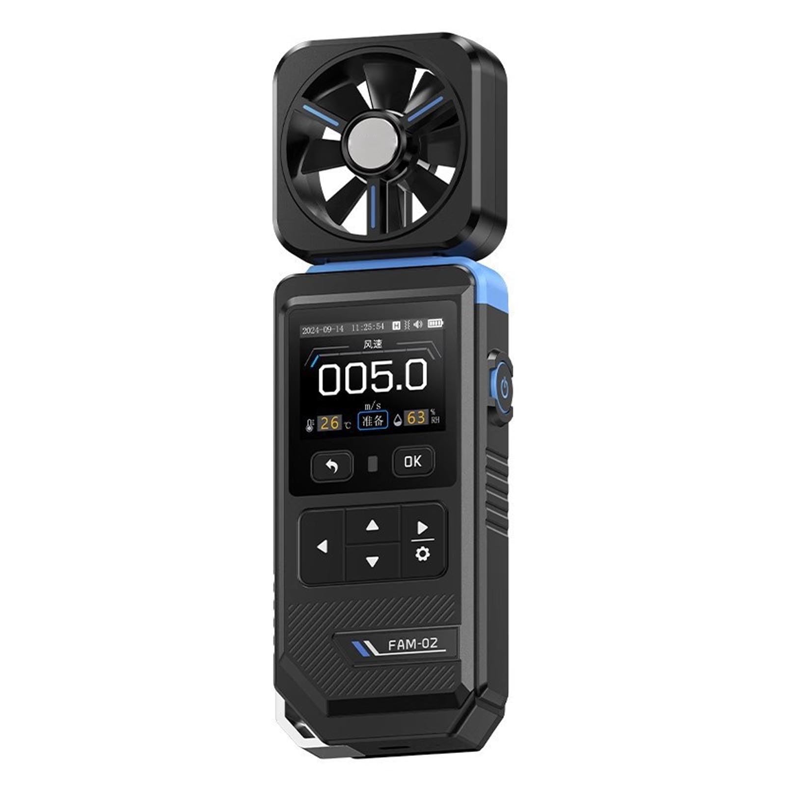 ViaGasaFamido Anemometro Digitale Portatile Misuratore di velocità e Temperatura del con Display a Colori Portata 30 M/s Ricaricabile Tramite USB per Uso Interno Esterno