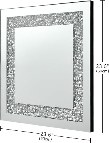 Miniatura 10 de Espejo de diamante de cristal Crush, espejo plateado de 46.5 x 31 pulgadas, hermoso espejo de pared, espejos rectangulares para pared, baño,