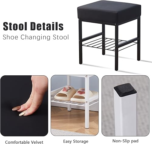 Miniatura 4 de Cpintltr Taburetes de tocador multifuncionales, taburete otomano de terciopelo, taburete otomano para cambiar, taburete de maquillaje, taburete de