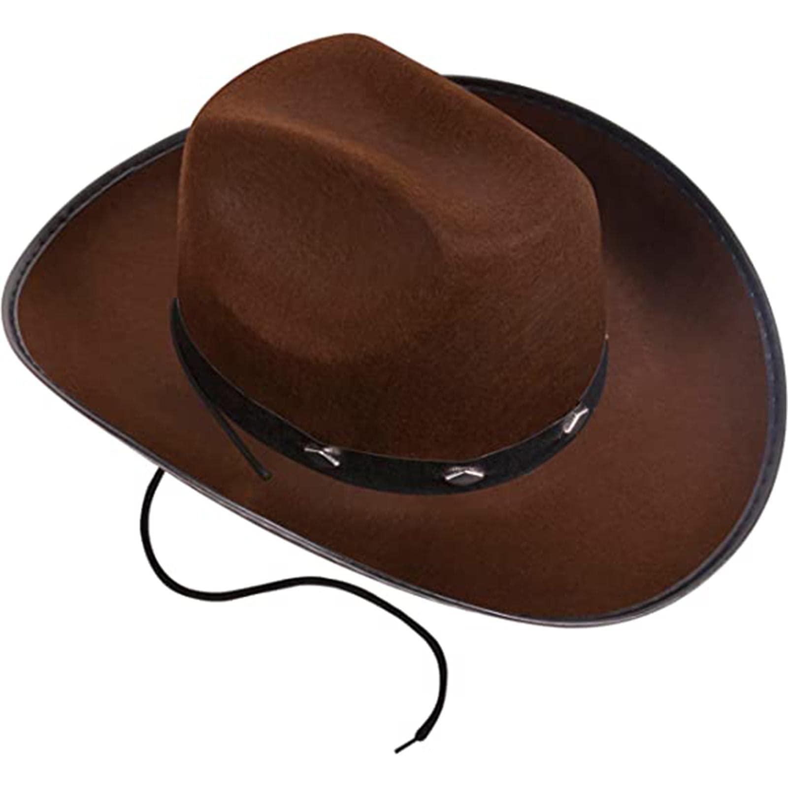 WINTI Western Felt Cowboy Hat with Drawstring Rope Jazz Top Hat for Dress up Coffee