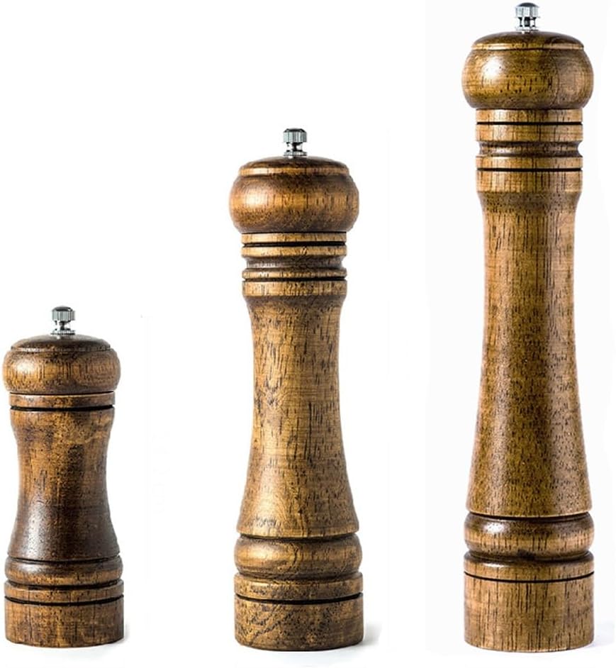 5" 8" 10" Salt and Pepper Grinder, Solid Wood Spice Pepper Mill with Strong Adjustable Ceramic Grinder Kitchen(5 inch)