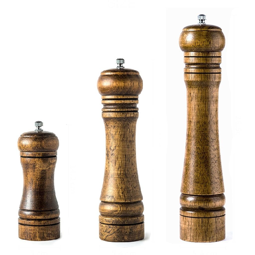 Moulin à sel et à poivre cuisine en bois 8 pouces broyeur céramique réglable