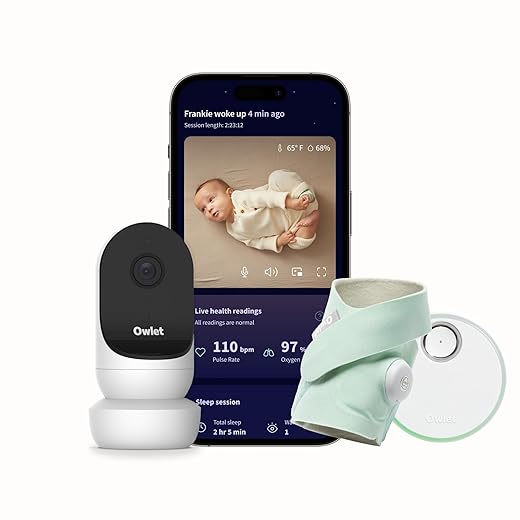Owlet Dream Duo (Gen 2) Smart Baby Monitor Bundle – HD Video Camera + Wearable Sock Tracks Baby’s Oxygen, Heart Rate & Sleep, Mint