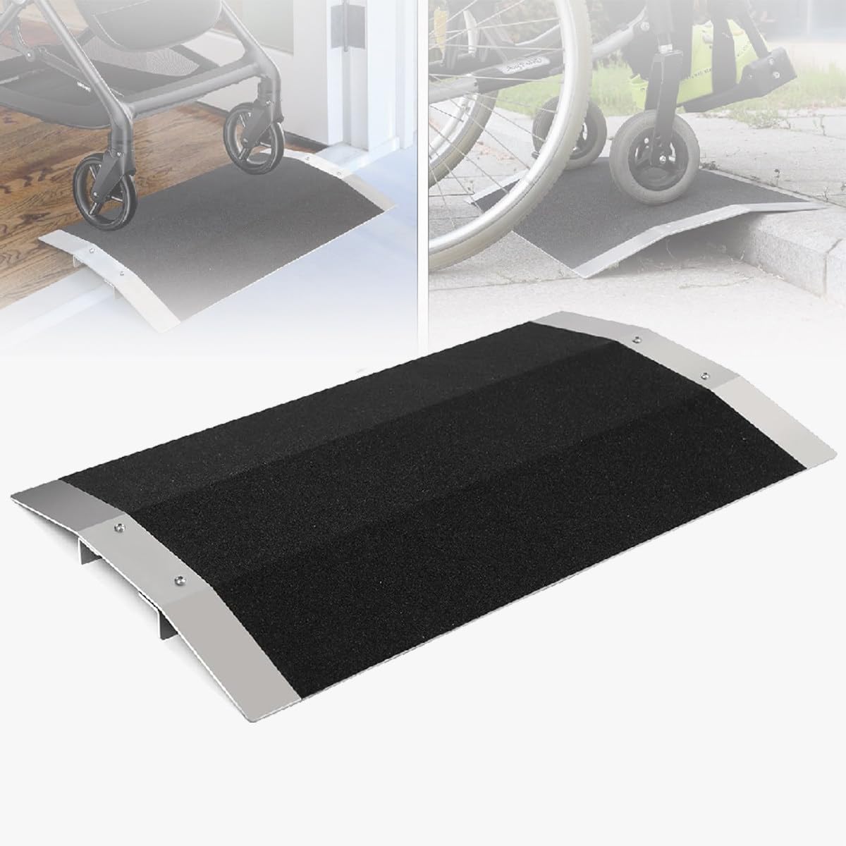 Rampa progowa mostu do przejścia przez próg,aluminiowa antypoślizgowa rampa dla niepełnosprawnych,dla wózków inwalidzkich/skuterów/spacerowiczów(High8cm)