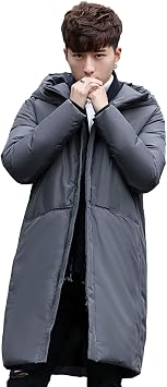 Winter Mens Down Jacket, Thick Clothes, Hooded Black Coat, Classic Outerwear, Windproof, Cold Protection, Gray, L