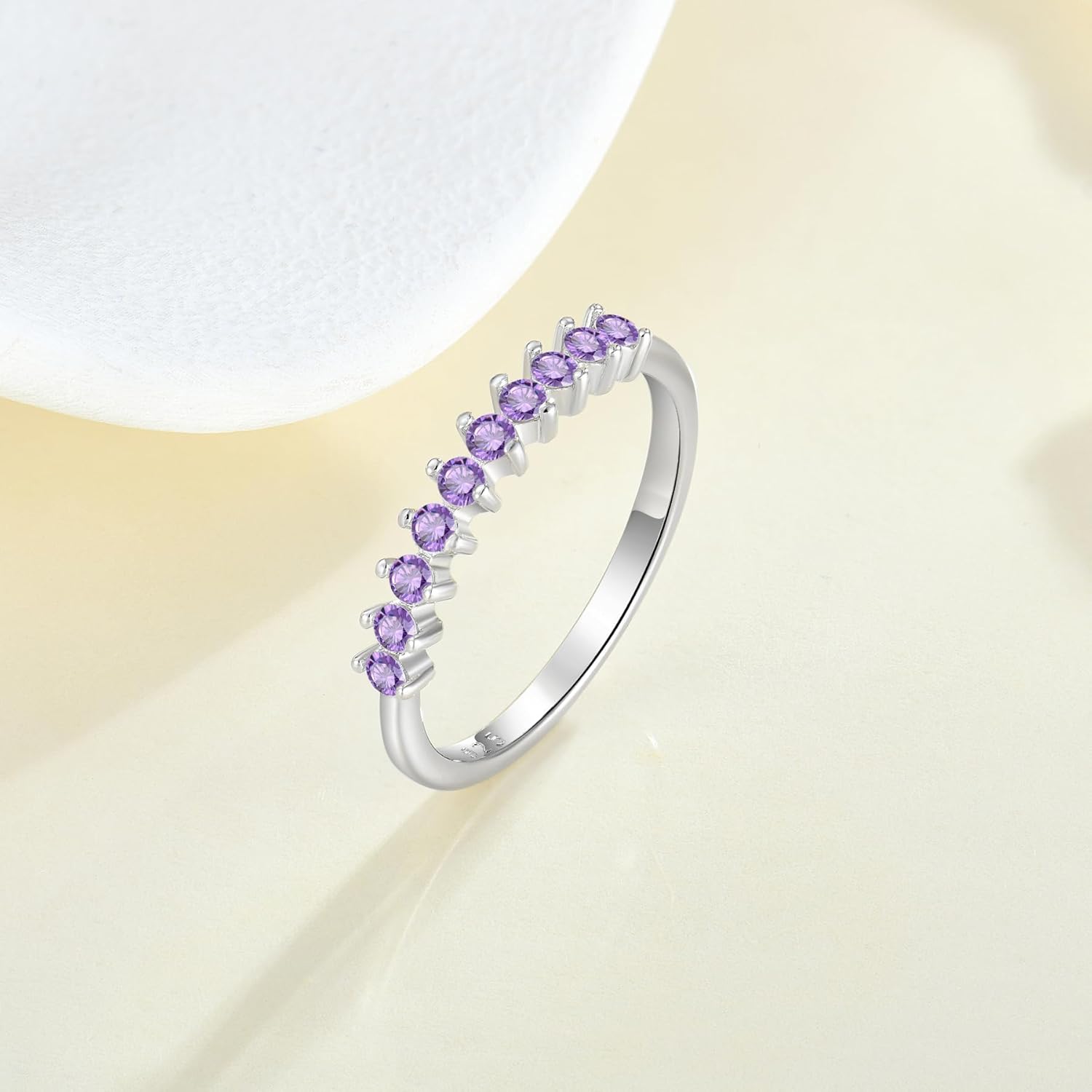 Stackable Rings for Women 925 Sterling Silver Eternity Ring Anniversary Wedding Band Birthstone Jewelry Gifts for Women Size 5-10
