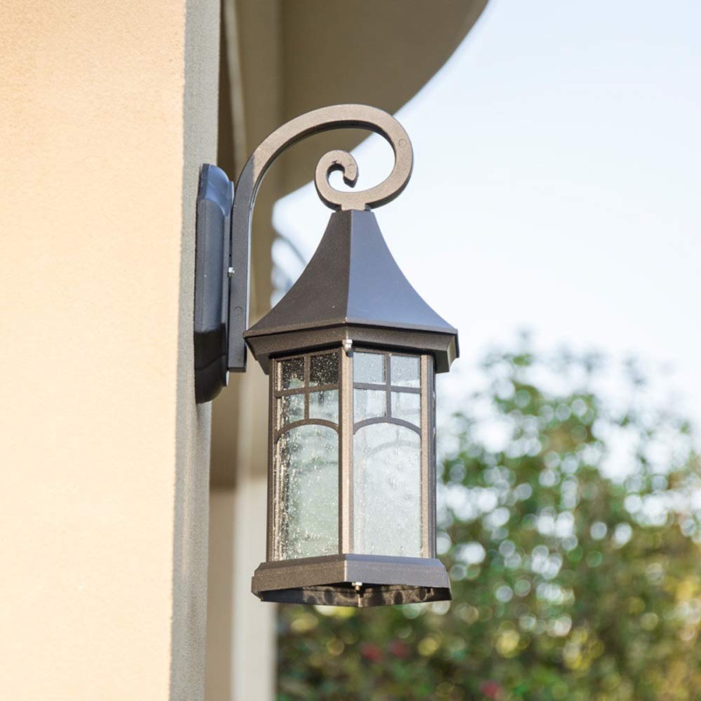 Applique Murale d'extérieur pour lampadaire, Applique Murale de Jardin décorative Noire Mate, Lanterne étanche à la poussière, Lampe Murale en Aluminium moulé E27, a(