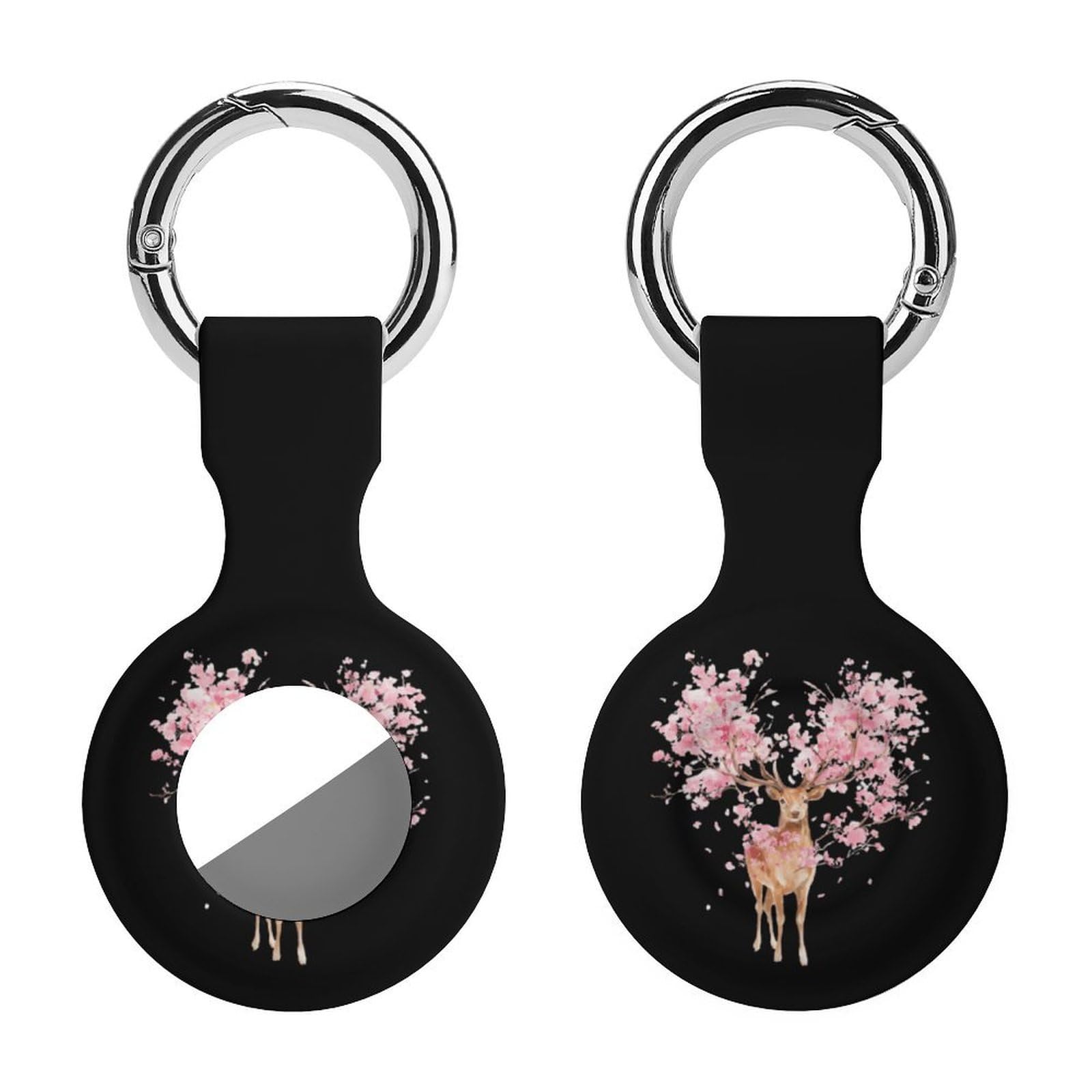 Hirsch mit Geweih, Kirschen, kompatibel mit Airtag-GPS-Hüllen, 2 Stück