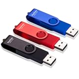 32GB USB Flash Drives, USB Stick, Thumb Drive Rotated Design, Memory Stick with LED Light for External Storage and Backup Data, Jump Drive, 3 Pack 32GB (3 Colors: Black Red Blue)