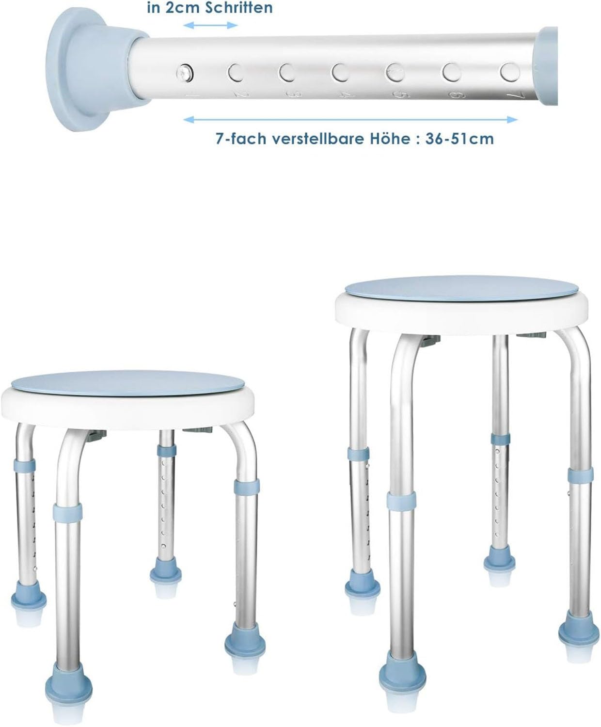 Taburete de ducha giratorio de 360°, asiento de ducha para personas mayores, banco de ducha para discapacitados, asiento de ducha para bañera ligero, asiento de ducha antideslizante, fácil montaje,