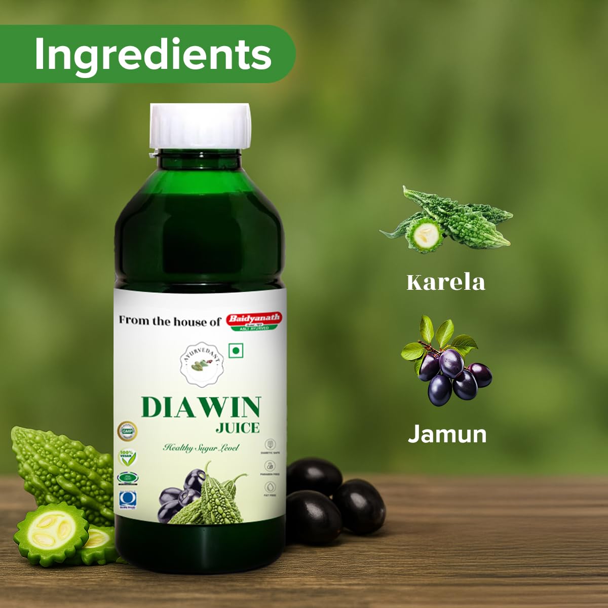 Ayurvedant Diawin Juice 1L – Ayurvedic Juice for Diabetes Care with Neem, Tulsi, Giloy, Jamun, Karela & Dalchini – Herbal Supplement