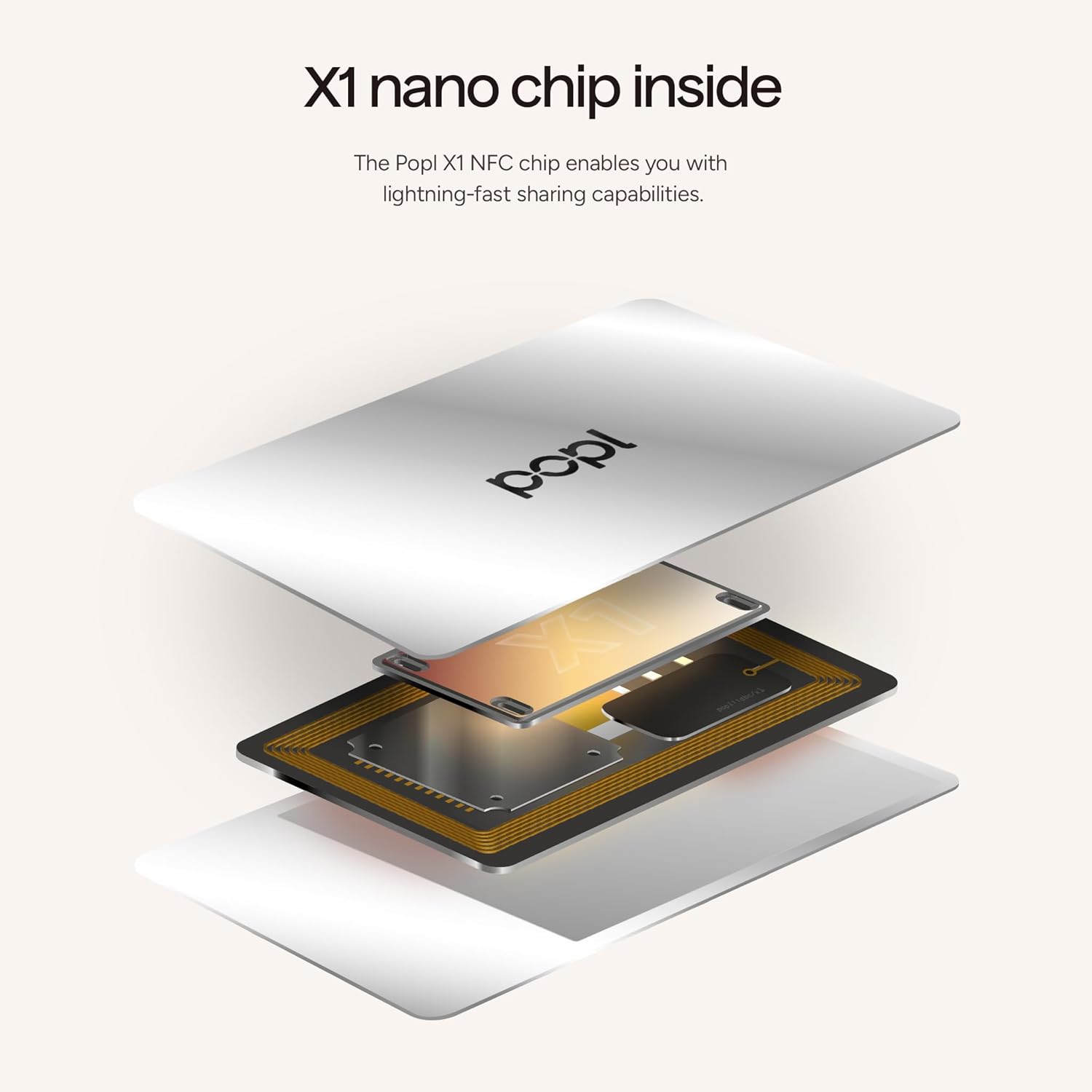 Authentic Patented Popl Card™ (Avoid Fake Knockoffs) - Smart NFC Networking Card - Simply Tap to Exchange Contact Info, Capture Leads, & Manage Contacts (Stainless Steel Metal)