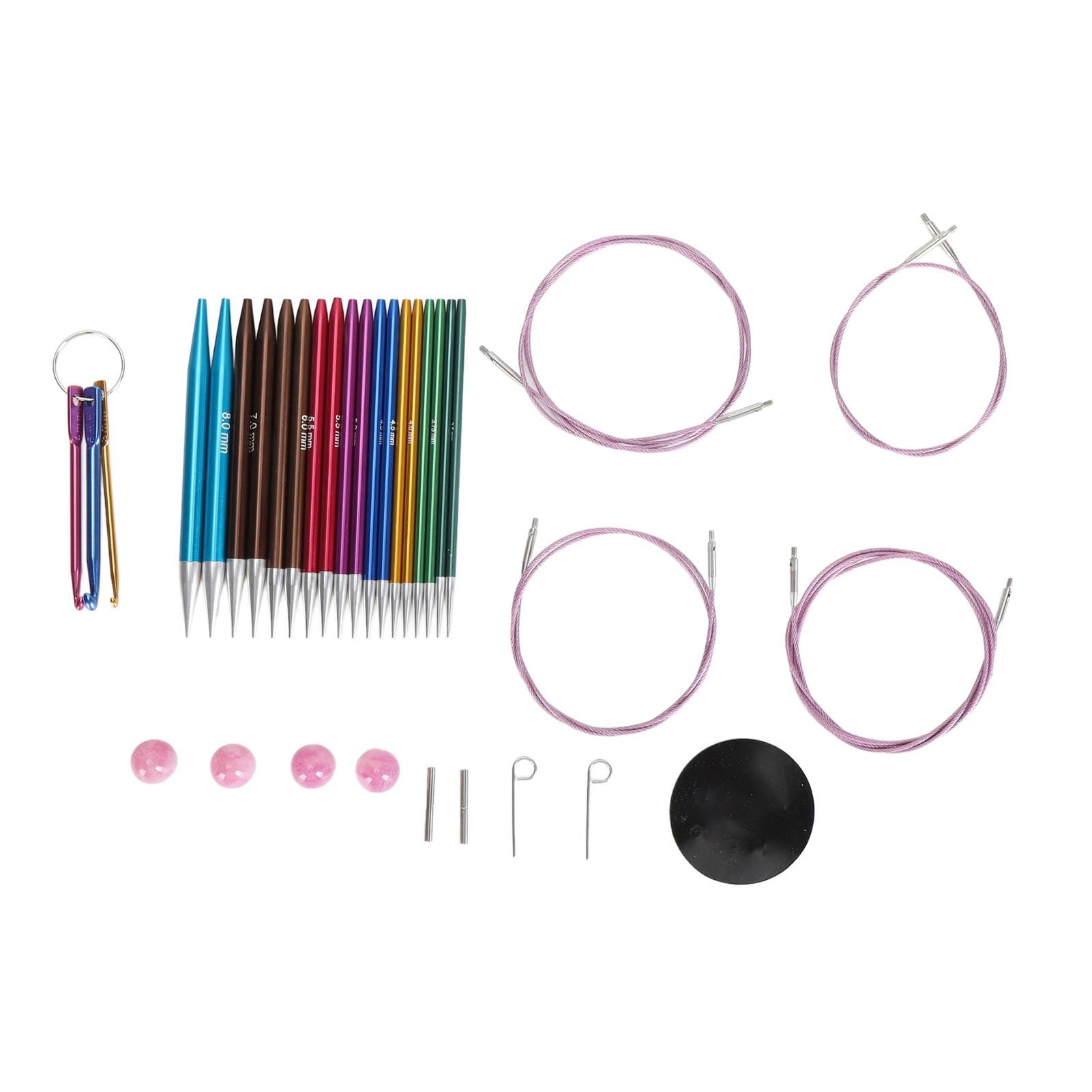 Fafeicy Set di Aghi a Maglia Circolare Intercambiabile, Aghi da Maglieria in Alluminio da 3,5-8 Mm con Sacchetto, Forniture Portatili per i Principianti dei Principianti