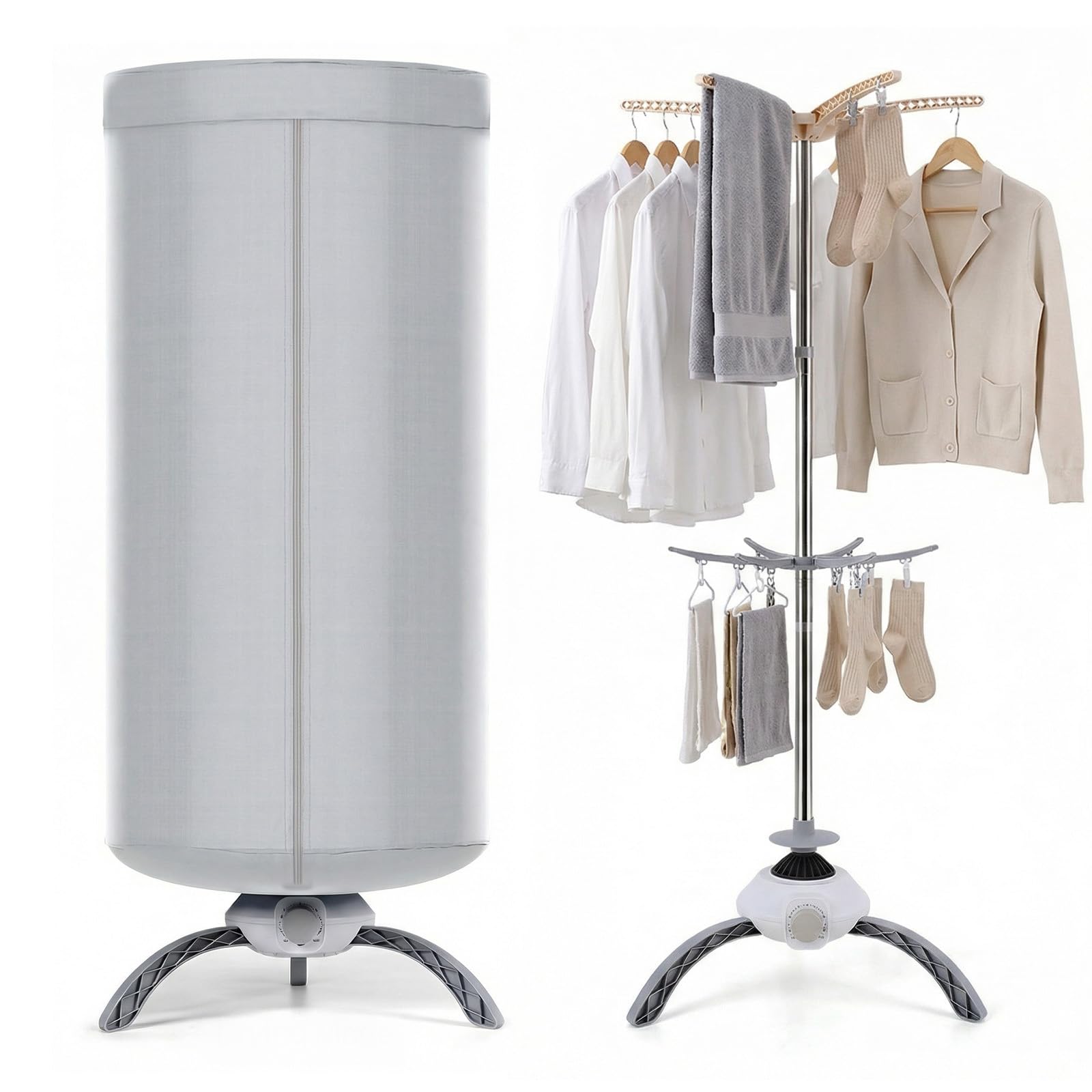 Portable Electric Clothes Dryer, 1000W Compact Clothes Airer with Cover, 2-layer 12kg Indoor Home Dorms Wet Laundry Warm Air Drying, Portable Dryer for Apartment Dorm Travel