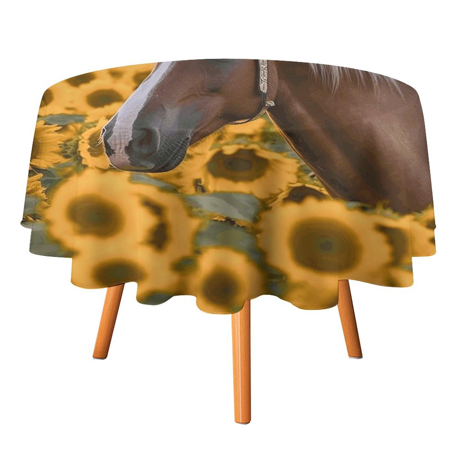 Nappe ronde jaune tournesol 178x178 cm pour table de pique-nique et jardin