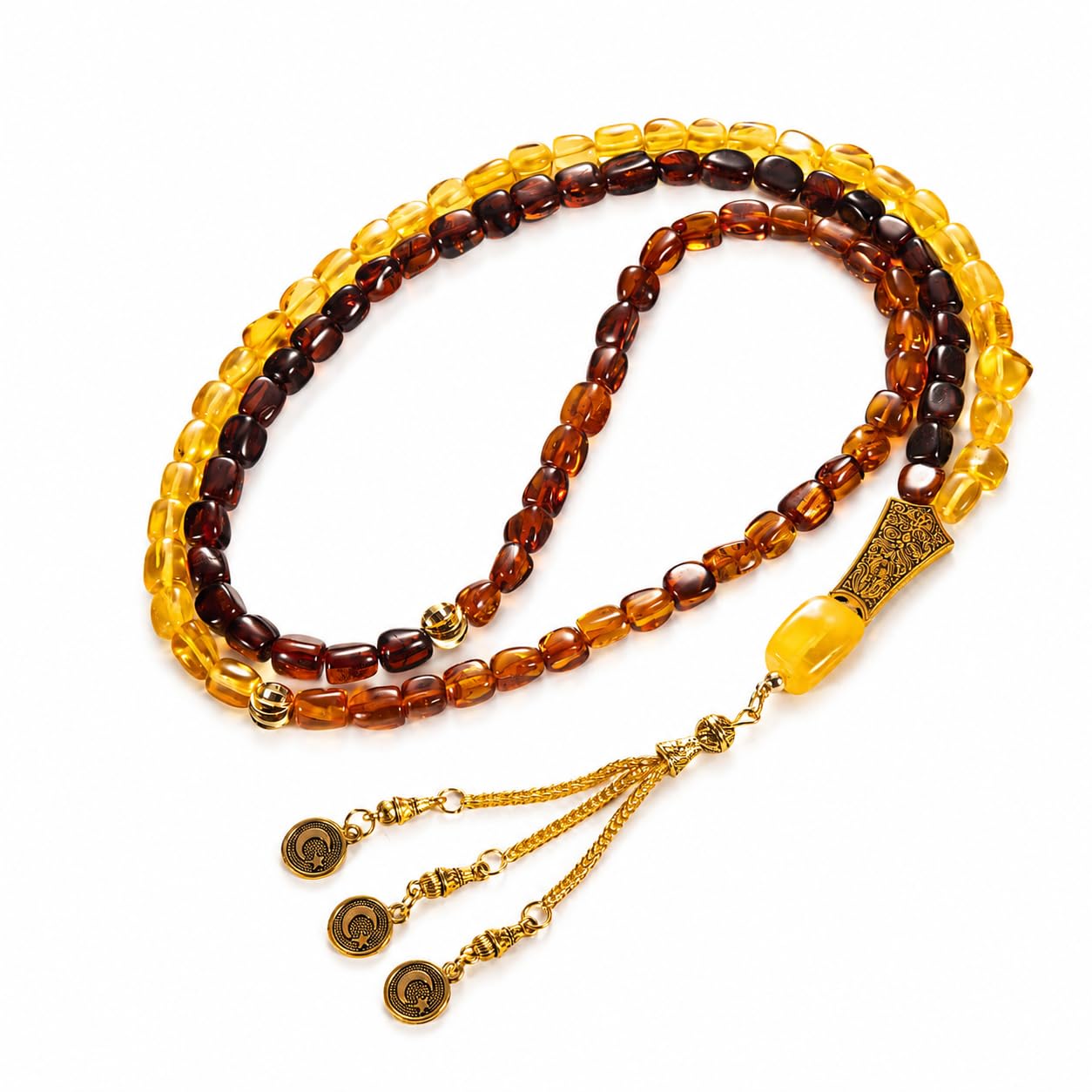 Natural Baltic Amber Tasbih | 33 Beads Multicolor Amber Misbaha for Daily Dhikr & Calm Focus | Handcrafted Prayer Beads with Polished Texture | Elegant Gift for Men | Ideal for Ramadan, Eid & Birthday