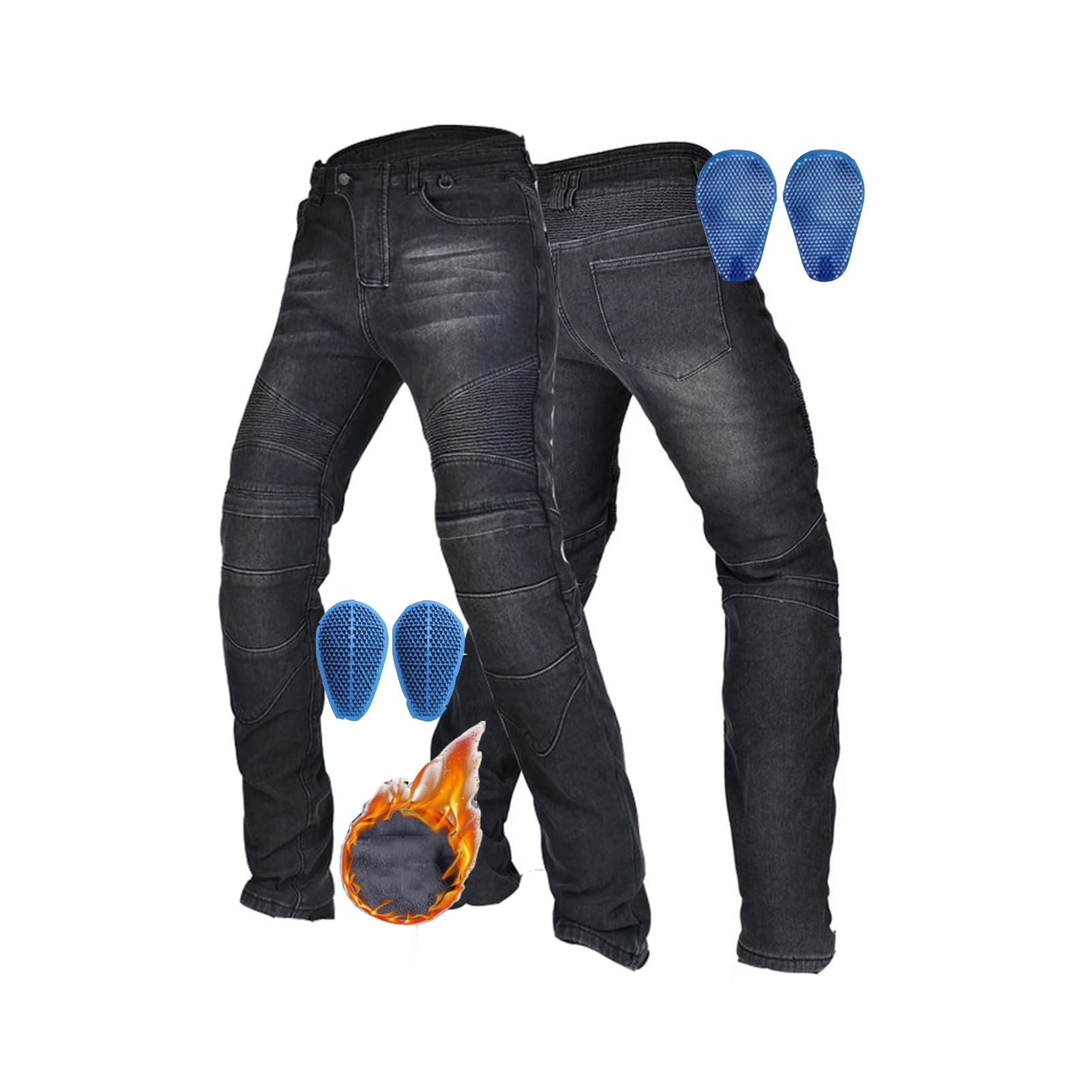 WESBR Jeans da Moto in Pile Pantaloni da Moto Impermeabili/Caldi Perfetto for l'Abbigliamento da Equitazione Autunnale E Invernale 6 Opzioni di Armatura CE