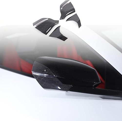 Miniatura 8 de Cubierta de la tapa del espejo lateral del automóvil compatible con Chevrolet Corvette C8 Stingray 2020-2024 100% fibra de carbono real, 4 piezas de