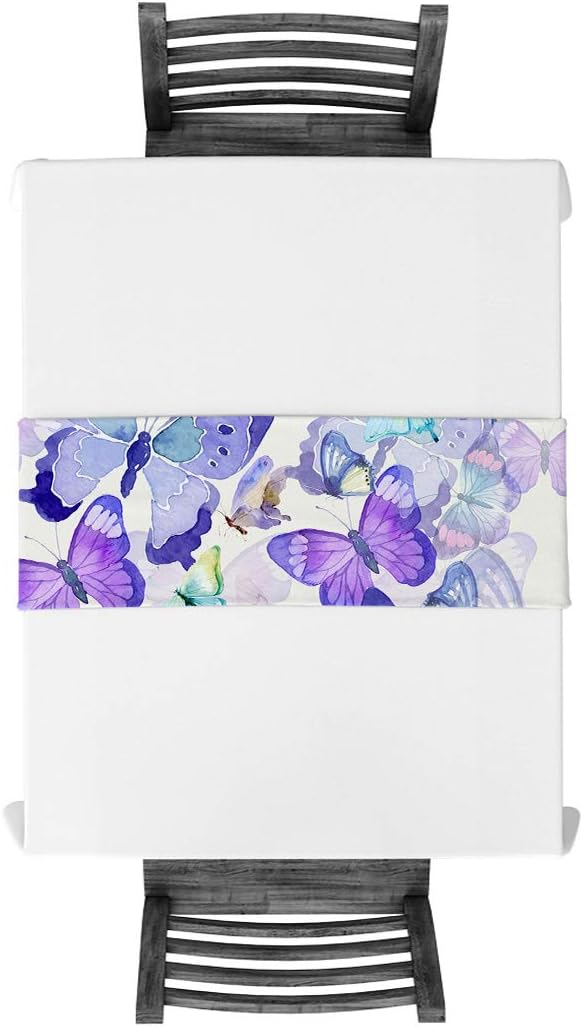 Gеt Pорulаr оƒƒеr IDOWMAT Linen Burlap Table Runner Dresser Scarves 13 x 90 Inch, Watercolor Butterfly Purple Kitchen Table Runners for Farmhouse Dinner, Holiday Parties, Wedding, Events, Decor