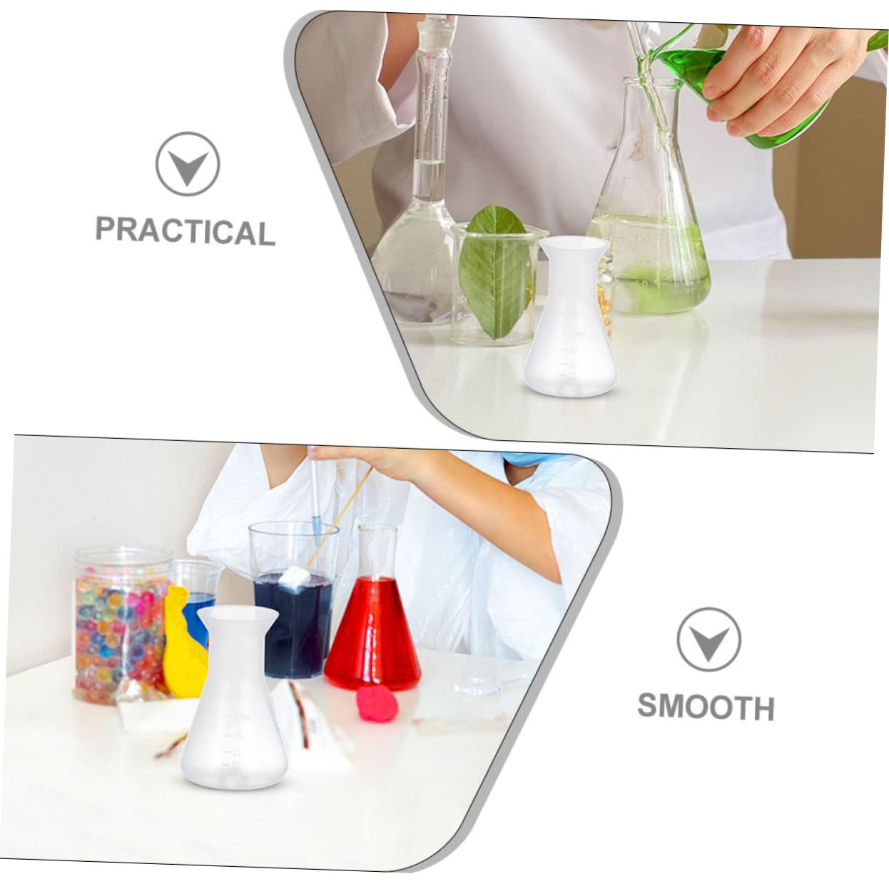 Juego De Matraces Erlenmeyer De Plástico 50Ml 8 Piezas Para Laboratorio