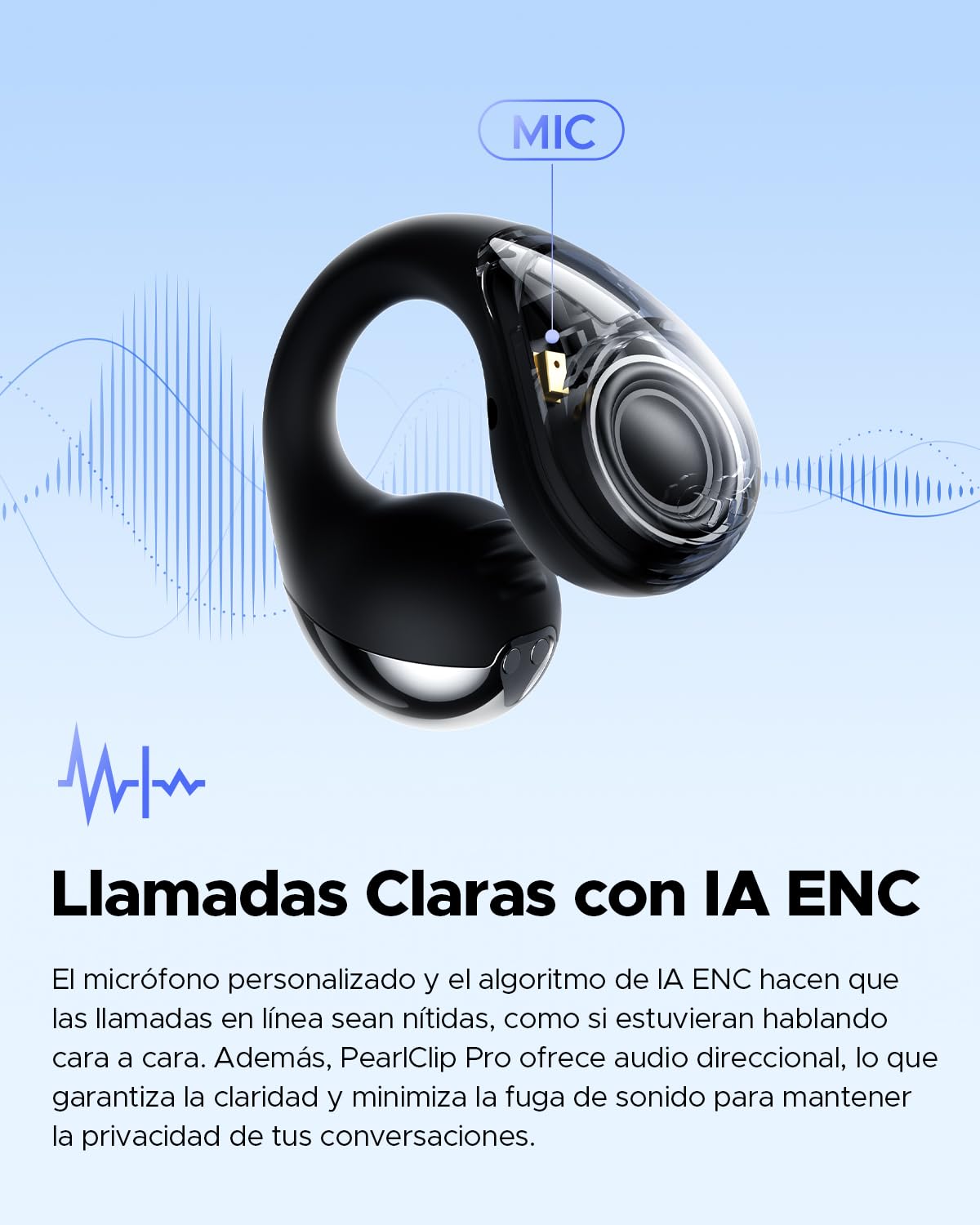 SoundPEATS PearlClip Pro Auriculares Bluetooth, Auriculares con Clip Abierto con Controlador de Doble Imán de 12 mm, Sonido 3D en Modo Película, EQ Dinámico, IPX5, Batería de 24 Horas, Carga Rápida