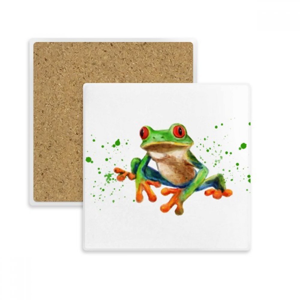 Coaster Grenouilles Vertes en Pierre Absorbante DIYthinker | Lot de 2 Porte-Tasse de Table
