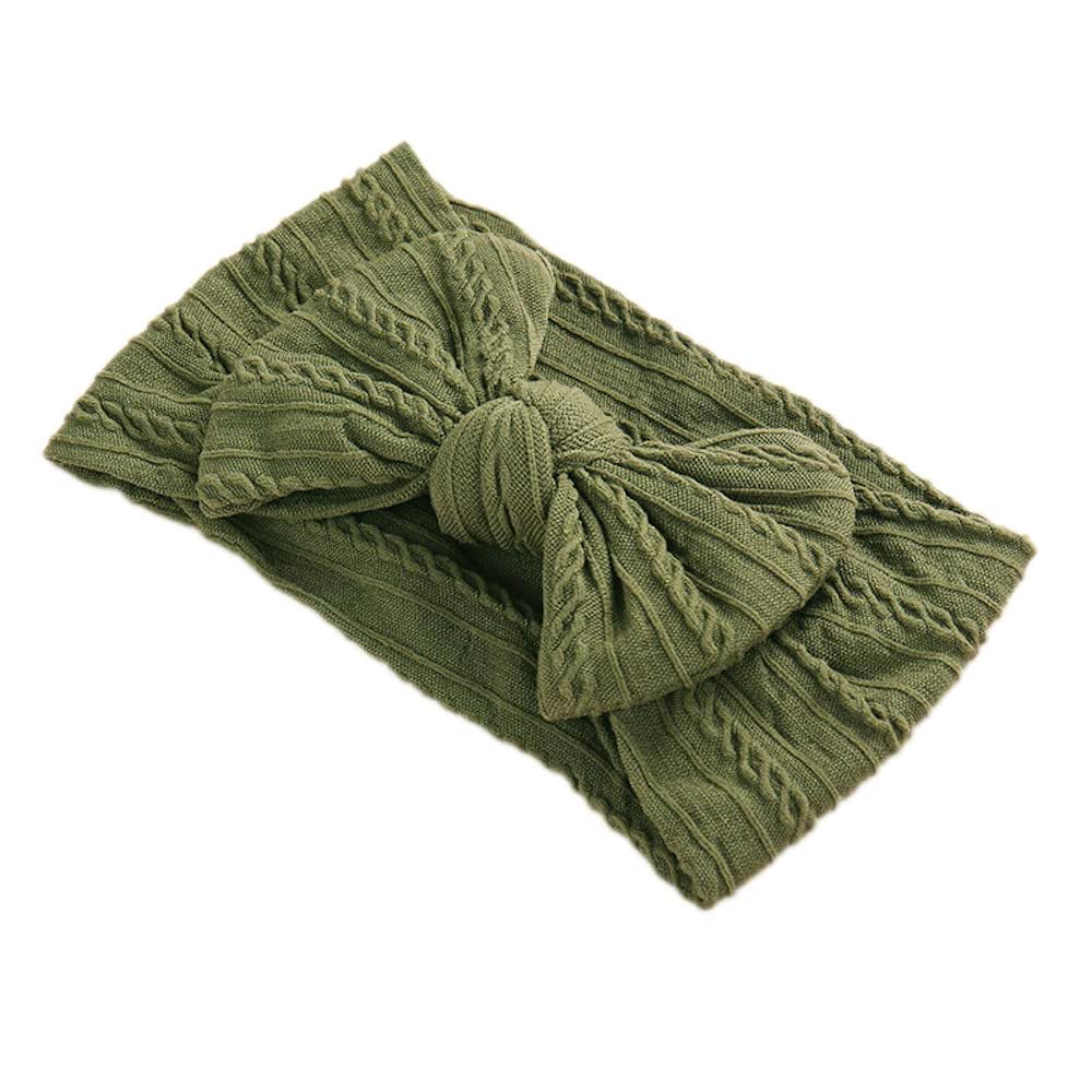 Anevous 1 x Army Green Baby Turban Headband, Baby Nylon Headbands, Soft Bow Headwear, Elastic Hair Bands for Newborns Toddlers