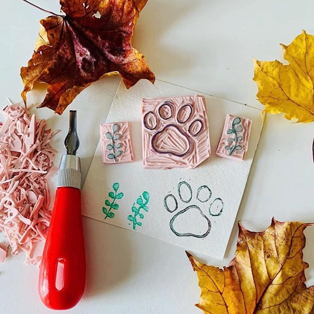 Jkjhbhged Linoleum Cutter Set, 2 Sets Craft Cutters with 6 Assorted Blades for Cutting and Crafting, Carvings, DIY Craft