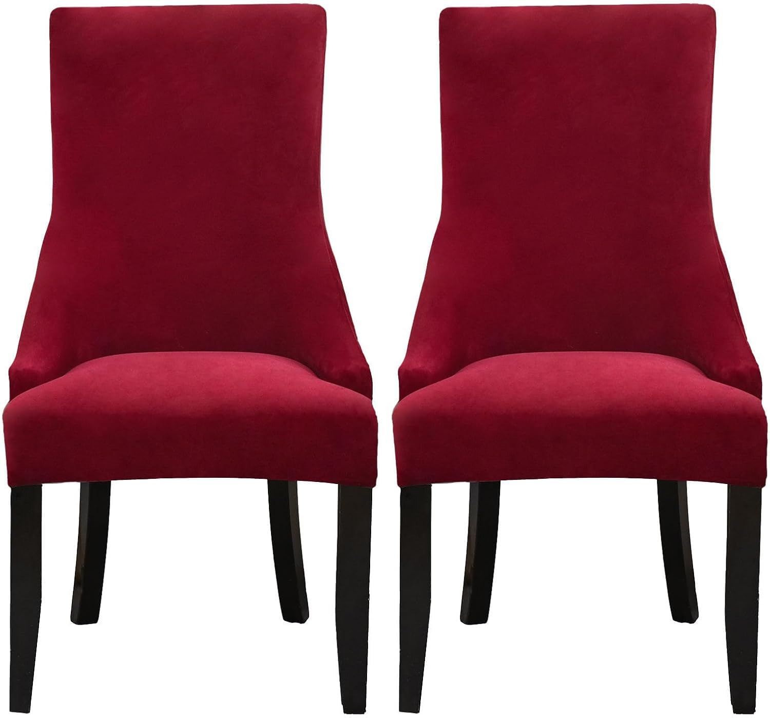 HACLEN Wingback Side Chair Slipcovers Velvet, Wingback Armchair Covers Soft Thicken Dining Chair Covers Stretch Removable for Banquet (burgundy,Set of 2)