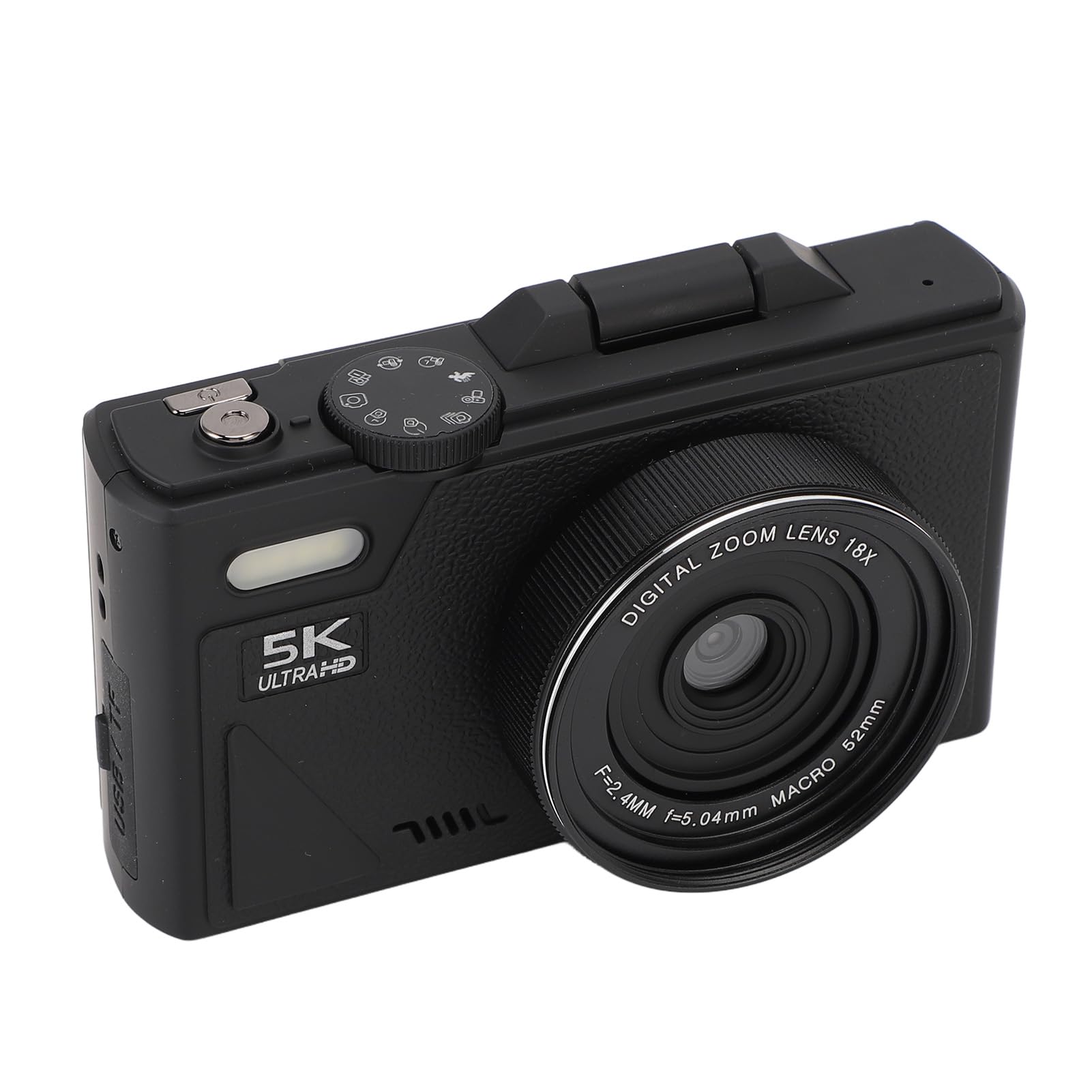 Cámara Digital de 5k HD y 75MP 18x Zoom Digital - Cámara de Vlogging WiFi para Fotografía y Video, Enfoque Automático, Pantalla de 3 Pulgadas, 128 GB (no Incluido), 1150mAh (Black)