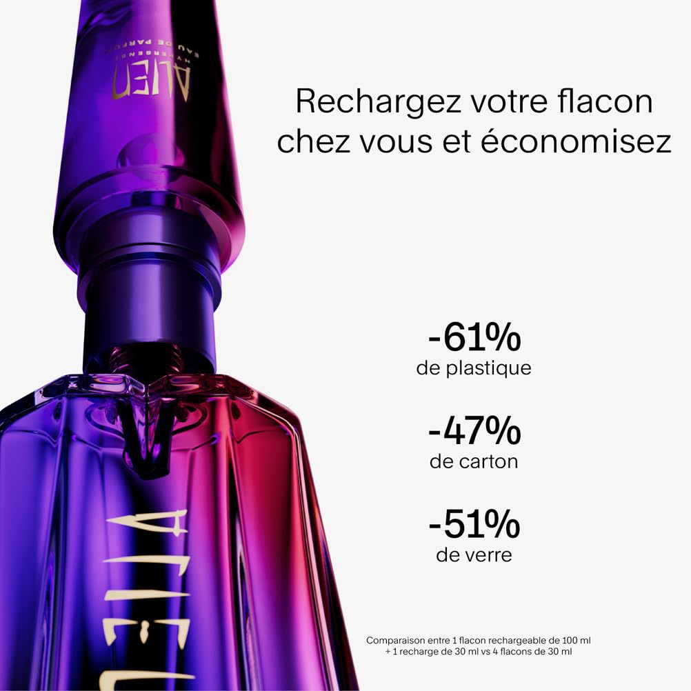 MUGLER ALIEN HYPERSENSE Eau De Parfum Rechargeable Pour Elle - Parfum Pour Femme - Florale Boisée Ambrée