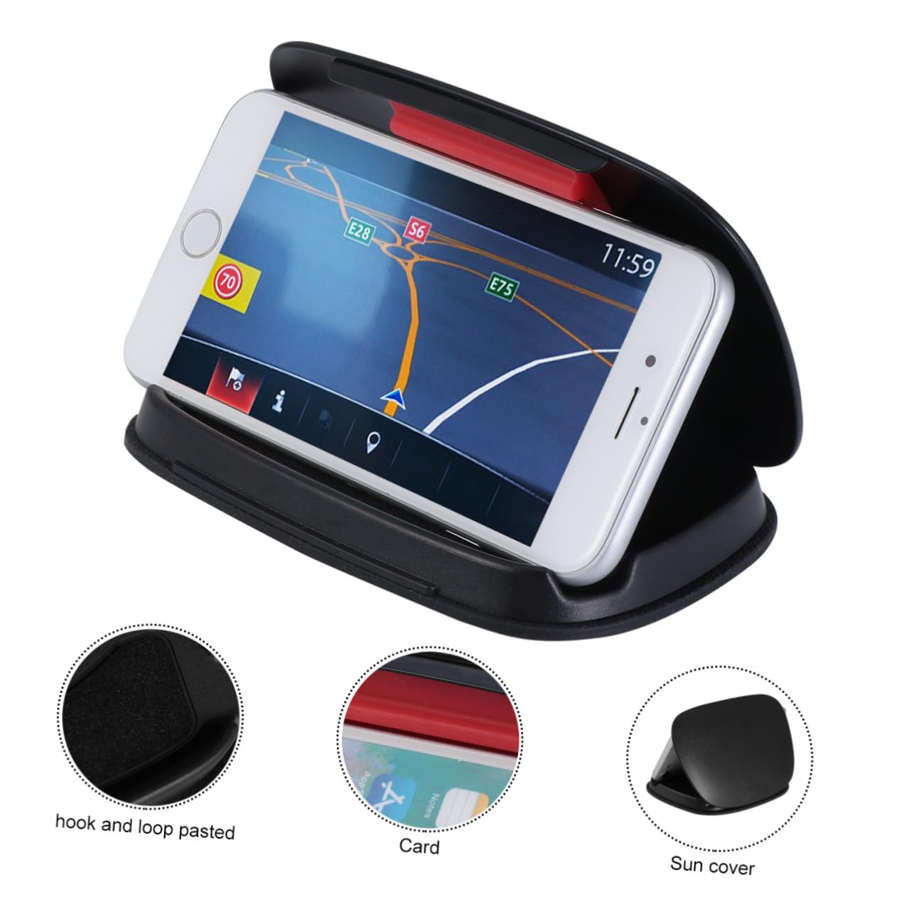 Supporto per Smartphone da Pannello Auto con Silicone Adesivo Lavabile Montaggio Stabile Clip Mobile Antiscivolo per Auto Camion e Suv Nero Small